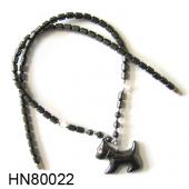 Hematite Puppy Pendant Beads Stone Chain Choker Fashion Women Necklace